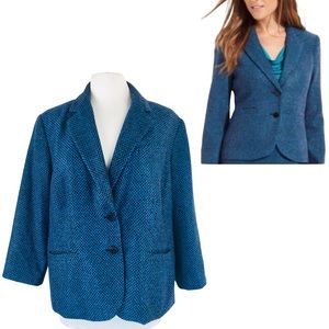 Calvin Klein Tweed Two Button Blue Black Blazer Jacket size 18W